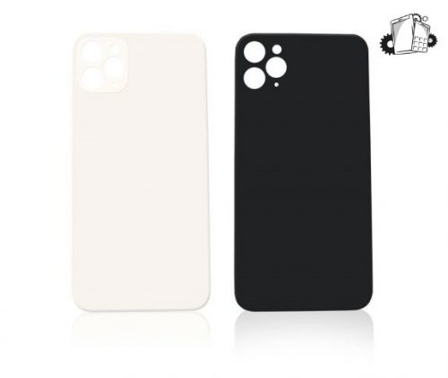 IPhone 11 Pro Max Battery Cover Glass With Adhesive (Silver) (Large Camera Hole)
