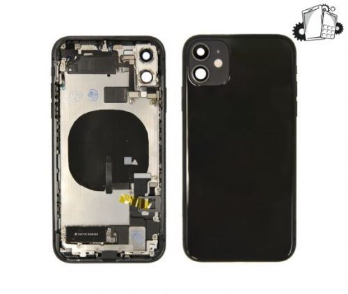 IPhone 11 Black Rear Back Housing Midframe Assembly W/ Pre-Installed Small Parts
