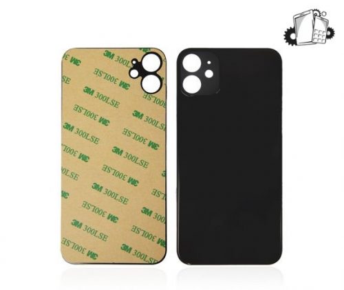 IPhone 11 Black Battery Cover Glass With Adhesive (Large Camera Hole)