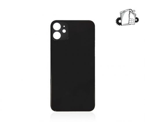 IPhone 11 Black Battery Cover Glass With Adhesive (Large Camera Hole)