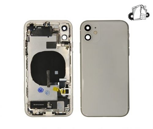IPhone 11 White Rear Back Housing Midframe Assembly W/ Pre-Installed Small Parts
