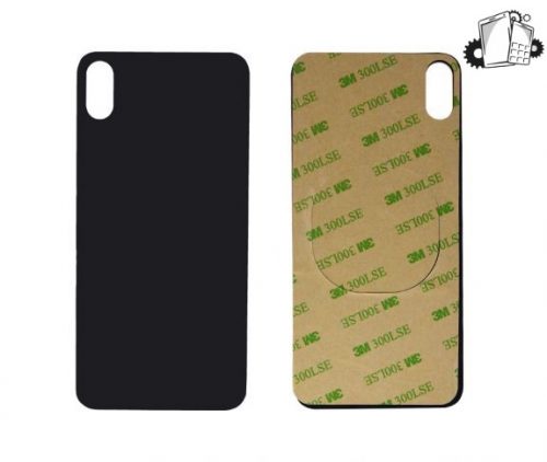 IPhone XS MAX Black Battery Cover Glass With Adhesive (Large Camera Hole)