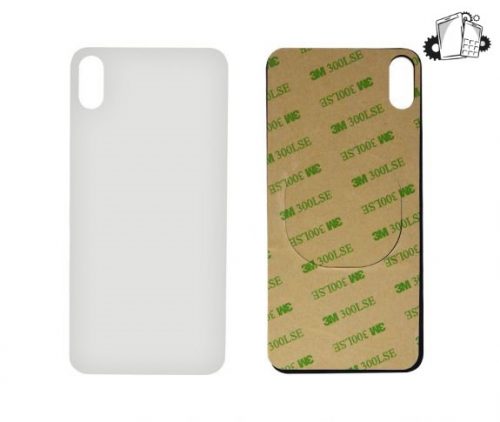 IPhone XS MAX Silver Battery Cover Glass With Adhesive (Large Camera Hole)
