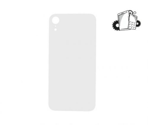 IPhone XR White Battery Cover Glass With Adhesive (Large Camera Hole)