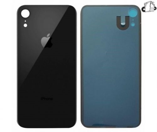 IPhone XR Black Battery Cover Glass With Adhesive (Large Camera Hole)