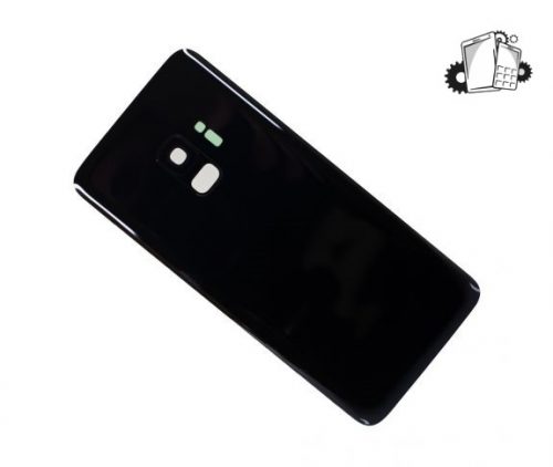 Samsung Galaxy S9 Glass Back Cover With Camera Lens Cover And Adhesive(Black)