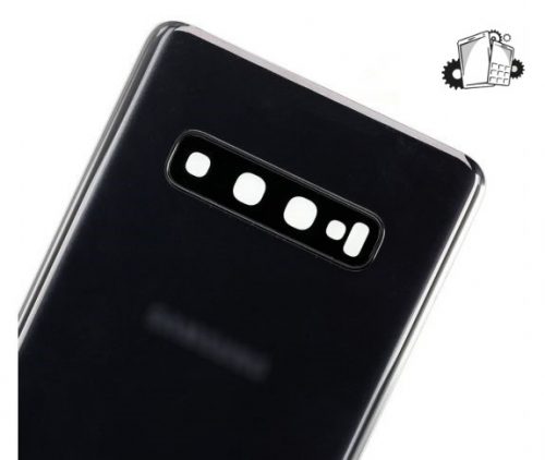 Samsung Galaxy S10 Plus Glass Back Cover With Camera Lens Cover And Adhesive(Prism Black)