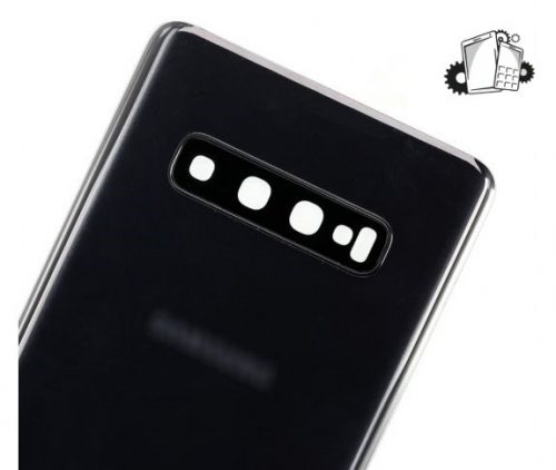 Samsung Galaxy S10 Glass Back Cover With Camera Lens Cover And Adhesive(Prism Black)