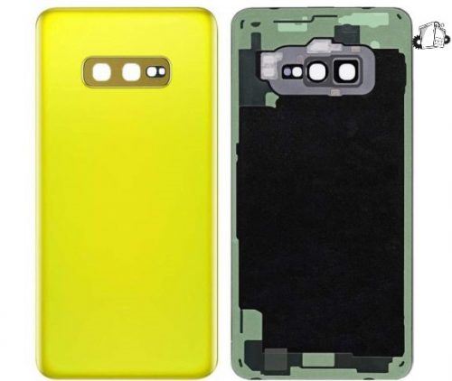 Samsung Galaxy S10 Glass Back Cover With Camera Lens Cover And Adhesive(Yellow)