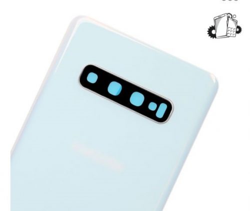 Samsung Galaxy S10 Glass Back Cover With Camera Lens Cover And Adhesive(Prism White)