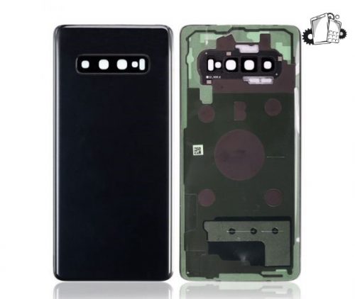 Samsung Galaxy S10 Plus Glass Back Cover With Camera Lens Cover And Adhesive(Prism Black)