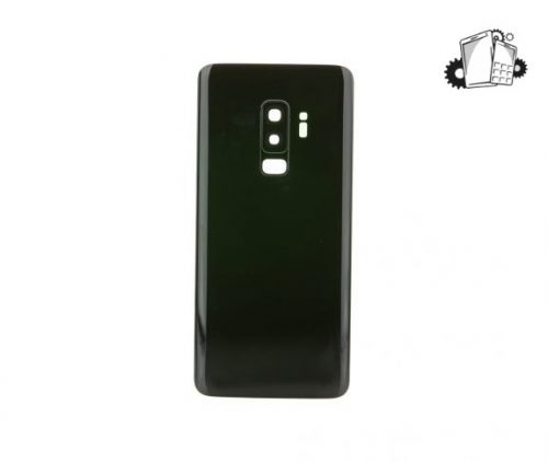 Samsung Galaxy S9 Plus Glass Back Cover With Camera Lens Cover And Adhesive(Black)