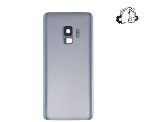 Samsung Galaxy S9 Plus Glass Back Cover With Camera Lens Cover And Adhesive(Silver)