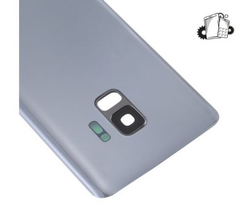 Samsung Galaxy S9 Plus Glass Back Cover With Camera Lens Cover And Adhesive(Silver)