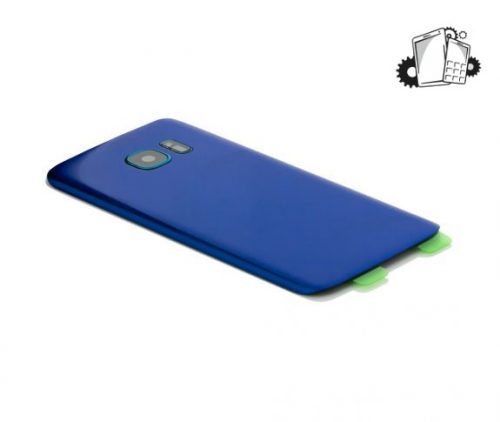Samsung Galaxy S7 Glass Back Cover with Camera Lens Cover and Adhesive(Blue)