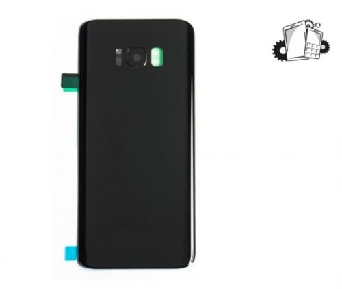 Samsung Galaxy S8 Plus Glass Back Cover With Camera Lens Cover And Adhesive(Black)