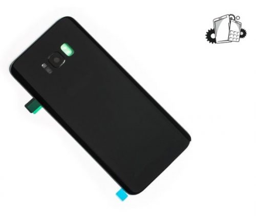 Samsung Galaxy S8 Plus Glass Back Cover With Camera Lens Cover And Adhesive(Black)