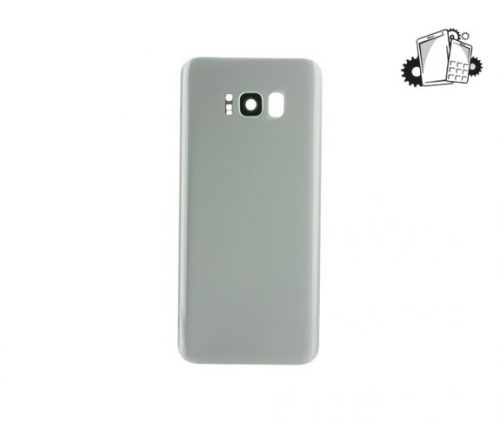Samsung Galaxy S8 Plus Glass Back Cover With Camera Lens Cover And Adhesive(Silver)