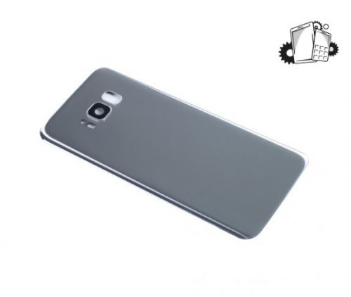 Samsung Galaxy S8 Glass Back Cover With Camera Lens Cover And Adhesive(Silver)
