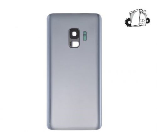 Samsung Galaxy S9 Glass Back Cover With Camera Lens Cover And Adhesive(Silver)